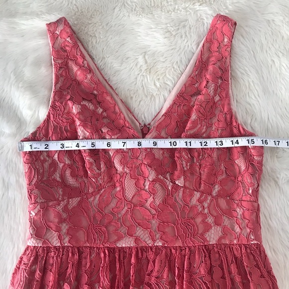 ELIZA J Lace Midi Dress Sleeveless A-Line V Neckline Dusty Coral Red Size 6 NWOT - Picture 13 of 16